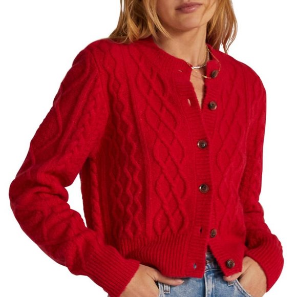 Favorite Daughter Sweaters - Favorite Daughter Wool & Cashmere Blend Cable Cardigan Sweater